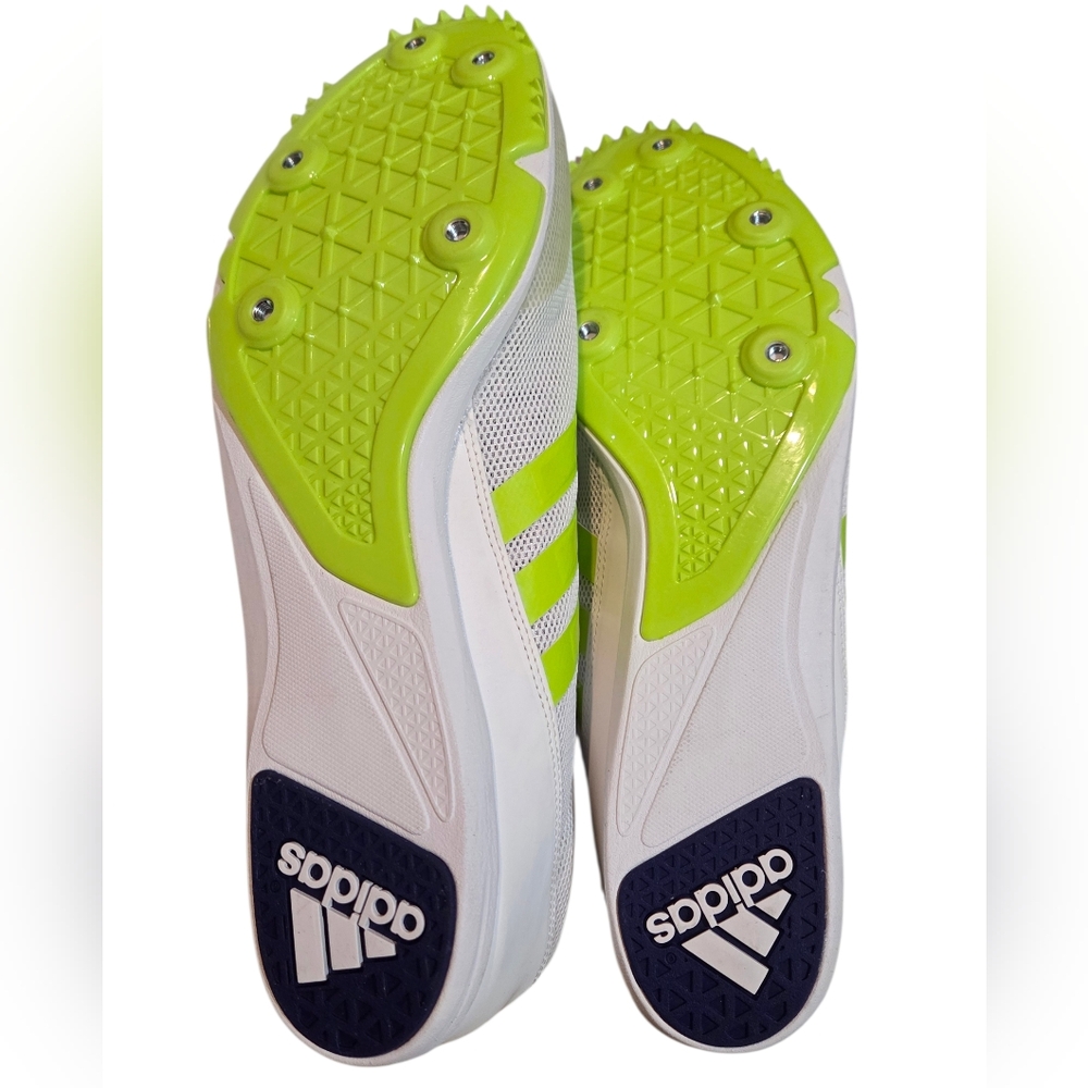 Adidas Distancestar Distance Track White-Lime Green CP9077 Men Sz 14 - Picture 6 of 8